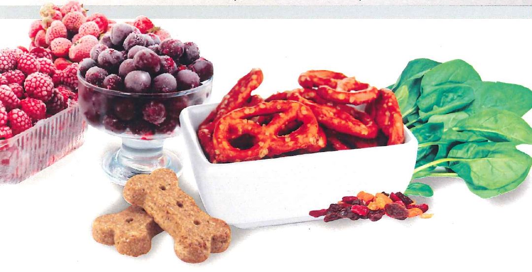 frozen fruit and pretzels